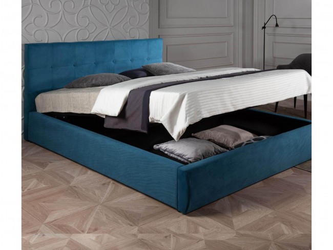 Мягкая кровать "Selesta" 1400 синяя с матрасом АСТРА с фото