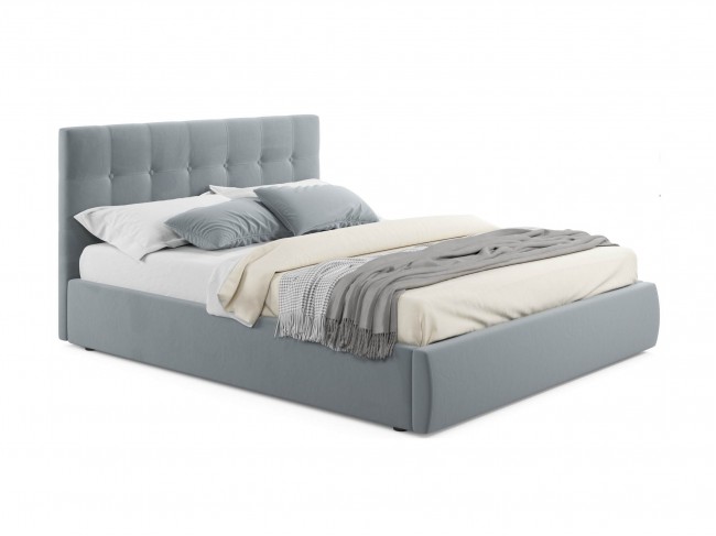Мягкая кровать "Selesta" 1600 серая с матрасо ГОСТ с п фото