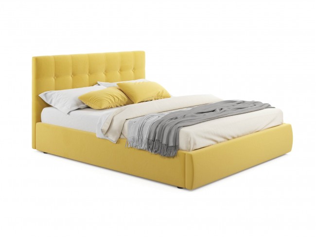 Мягкая кровать Selesta 1800 желтая с матрасом PROMO B COCOS с по фото