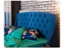 Мягкая кровать "Stefani" 1400 синяя с подъемным механи купить