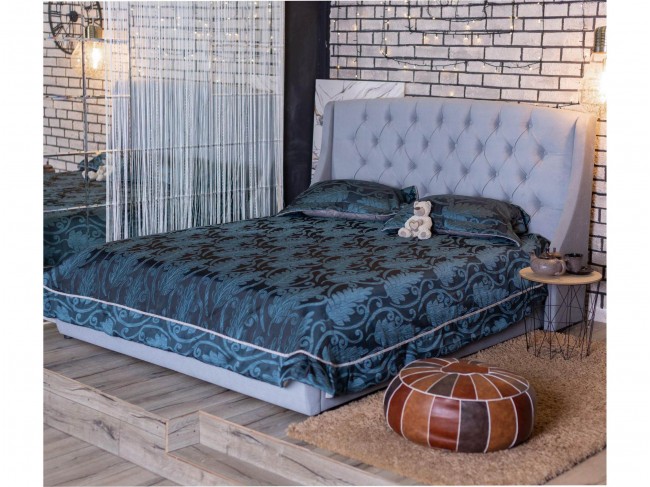 Мягкая кровать "Stefani" 1800 серая с подъемным механи фото