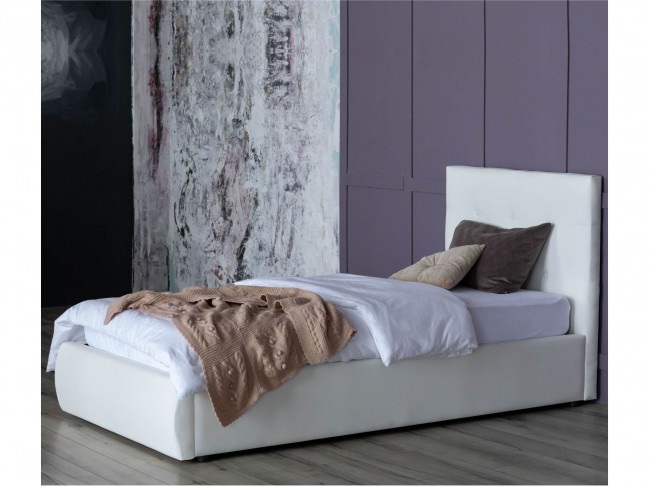 Мягкая кровать Селеста 900 белая с ортопед.основанием с матрасом фото
