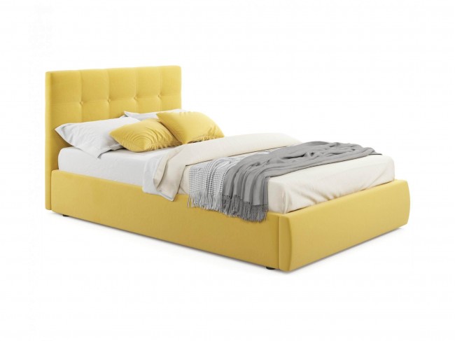 Мягкая кровать Selesta 1200 желтая с подъем.механизмом фото