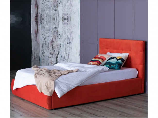 Мягкая кровать Selesta 1200 оранж с ортопедическим основанием с фото