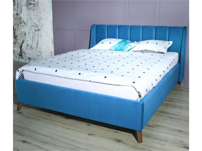 Мягкая кровать Betsi 1600 синяя с подъемным механизмом фото