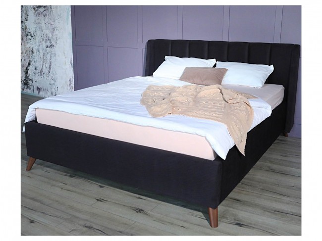 Мягкая кровать Betsi 1600 темная с подъемным механизмом и матрас фото