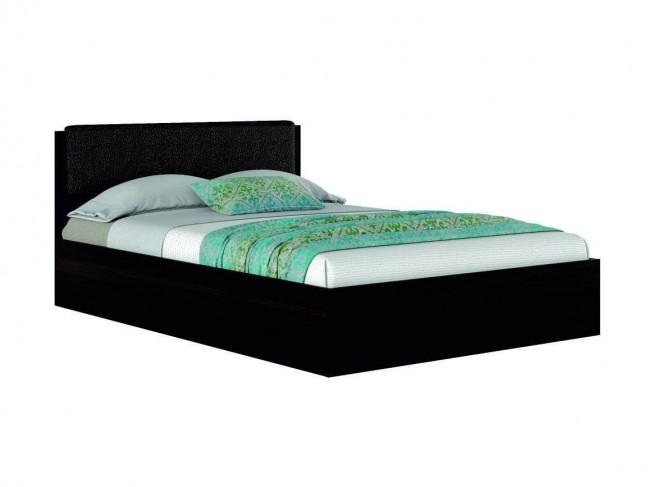 Кровать с кожаным изголовьем "Эко узор" 160.1 (Венге)  фото