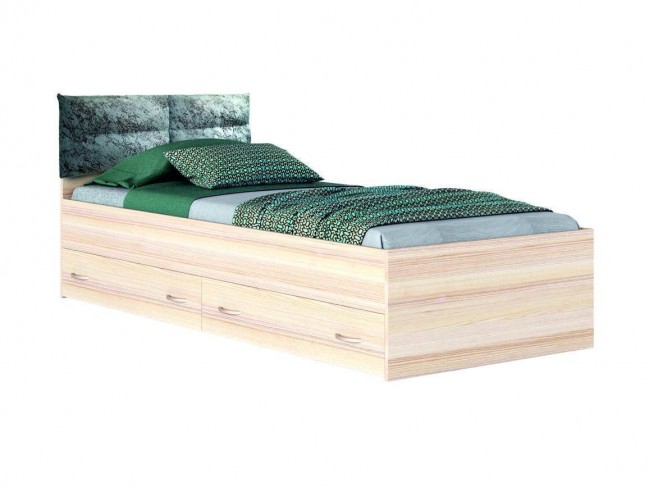 Односпальная светлая кровать "Виктория-П" 90 с ящиками фото