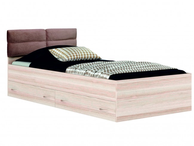 Односпальная светлая кровать "Виктория-П" 900 с ящикам фото