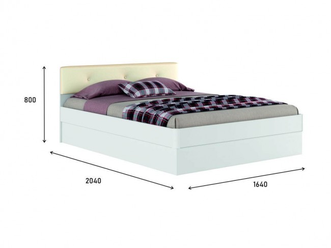 Белая двуспальная кровать "Николь ЭКО-П" 1600 с подъем фото