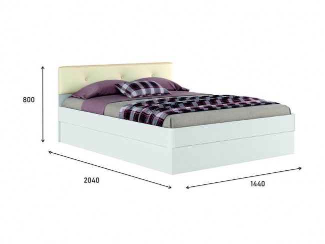 Белая кровать "Николь ЭКО-П" 1400 с подъемным механизм фото