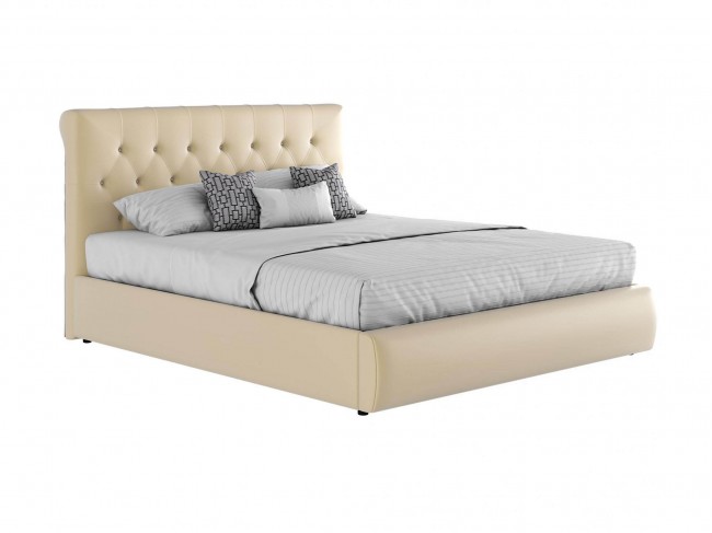 Мягкая светлая интерьерная кровать "Амели" с подъемным фото