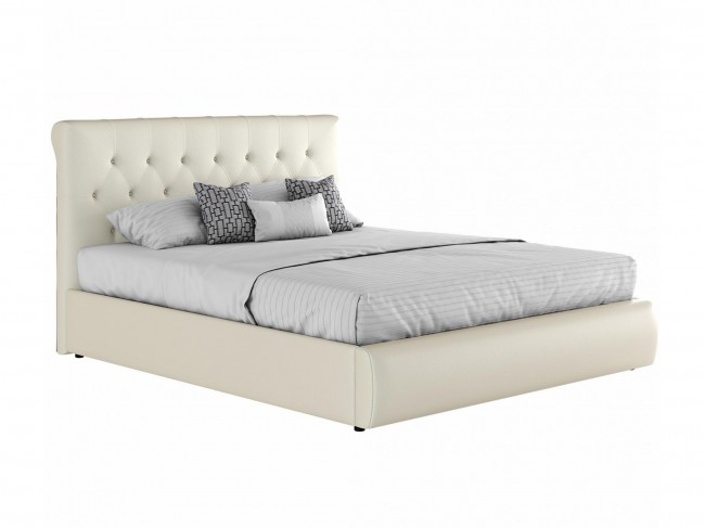 Мягкая интерьерная кровать "Амели" 1600 белая с матрас фото