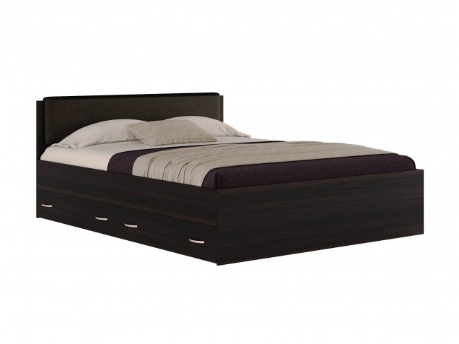 Кровать Виктория ЭКО узор 160 с ящиками (Венге) с матрасом Promo фото