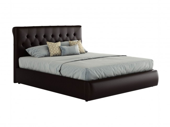 Мягкая двуспальная кровать "Амели" 1400 венге с подъем фото