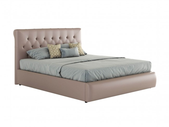 Мягкая двуспальная кровать "Амели" 140х200 капучино  с фото