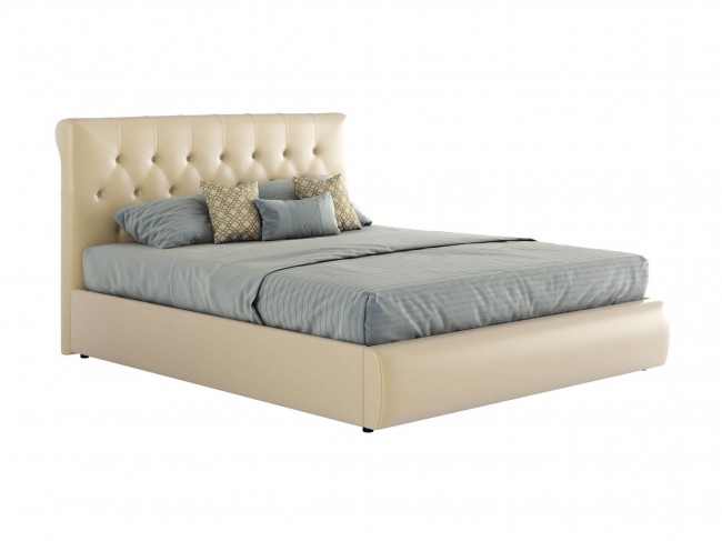 Мягкая двуспальная кровать "Амели" 1400 бежевая с фото