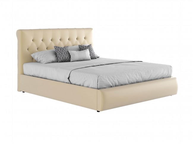 Мягкая бежевая двуспальная кровать "Амели" 1600 с фото