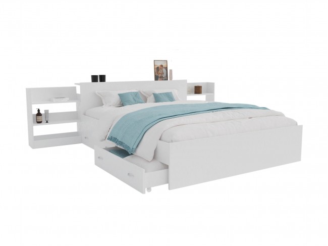 Кровать Доминика с блоком и ящиками 160 (Белый) фото