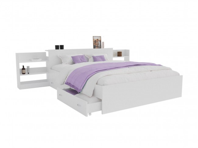 Кровать Доминика с блоком и ящиками 140 (Белый) с матрасом ГОСТ фото