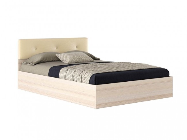 Кровать "Виктория ЭКО-П" 1400 дуб с мягким изголовьем  фото