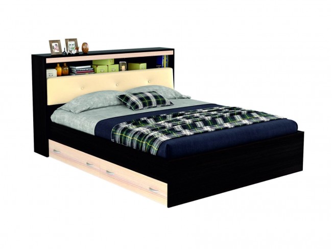 Двуспальная кровать с кожей "Виктория ЭКО-П" 1800 с бл фото