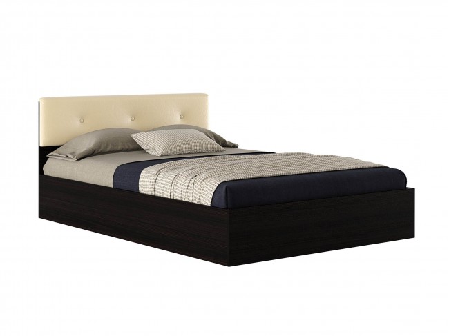 Кровать "Виктория ЭКО-П" 1400 венге с мягким изголовье фото