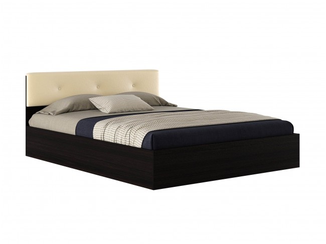Двуспальная кровать "Виктория ЭКО-П" 1600 венге с мягк фото