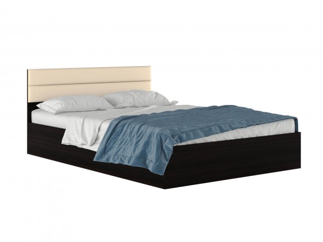 Кровать "Виктория МБ" 1400 венге с мягким изголовьем и фото