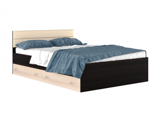 Кровать  "Виктория-МБ" 1400 с мягким изголовьем и ящик фото