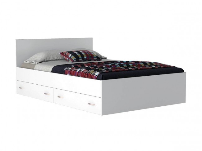 Кровать "Виктория" 1400 с ящиками белая с матрасом Pro фото