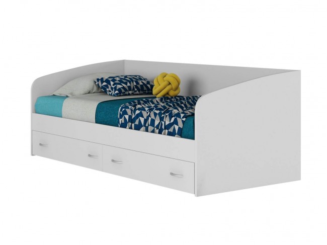 Подростковая кровать "Уника" с ящиками на 900 в белом  фото
