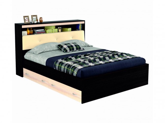 Кровать "Виктория ЭКО-П" 1400 с откидным блоком из кож фото