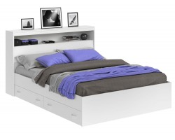 Подростковая кровать Виктория белая 140 с блоком и ящиками