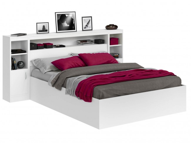 Кровать Виктория белая 180 с блоком, тумбами и матрасом ГОСТ фото