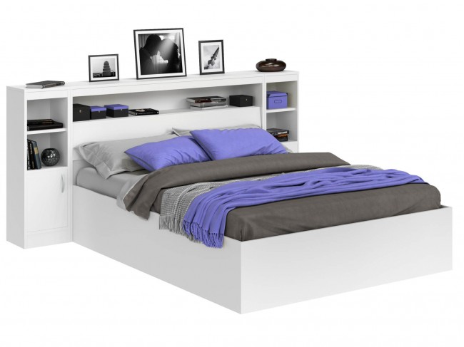Кровать Виктория белая 140 с блоком, тумбами и матрасом PROMO B  фото