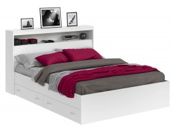 Кровать Виктория белая 180 с блоком, ящиками и матрасом PROMO B