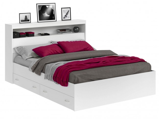 Кровать Виктория белая 180 с блоком, ящиками и матрасом PROMO B  фото