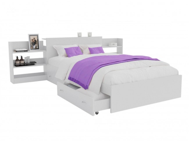 Кровать Доминика с блоком и ящиками 120 (Белый) фото