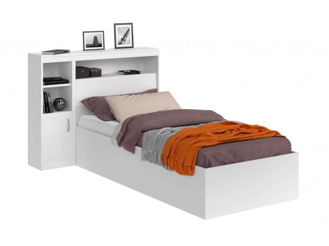 Кровать Виктория белая 90 с блоком и 1 тумбой фото