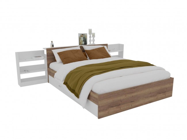 Кровать Доминика с блоком и ящиками 140 (Дуб Золотой/Белый) с фото