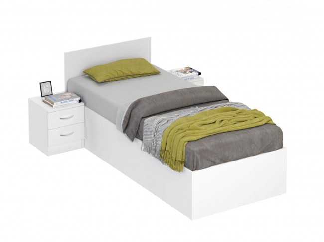 Кровать Виктория 90 белая с 2 прикроватными тумбами фото