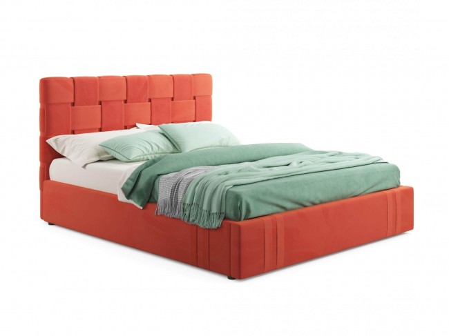 Мягкая кровать Tiffany 1600 оранж с подъемным механизмом с матра фото