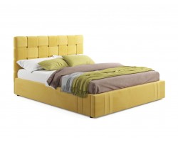 Двуспальная кровать Мягкая Tiffany 1600 желтая с подъемным механизмом матр