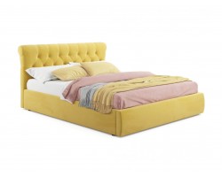 Двуспальная кровать Мягкая Ameli 1600 желтая с ортопедическим основанием