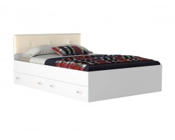 Кровать Виктория ЭКО-П 140 с ящиками белая матрасом Promo B Co