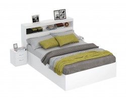 Кровать Виктория белая 180 с блоком и 2 прикроватными тумбами