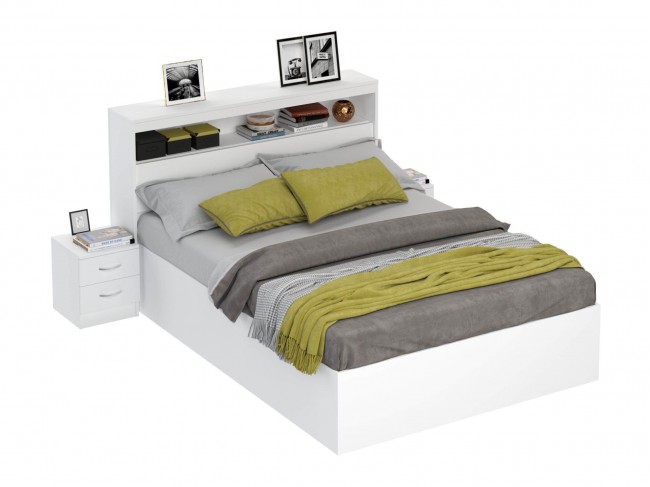 Кровать Виктория белая 180 с блоком и 2 прикроватными тумбами фото