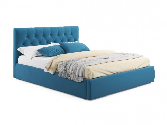 Мягкая кровать Verona 1600 синяя с подъемным механизмом фото