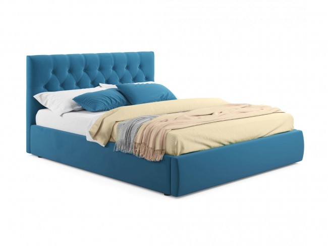 Мягкая кровать Verona 1800 синяя с подъемным механизмом фото